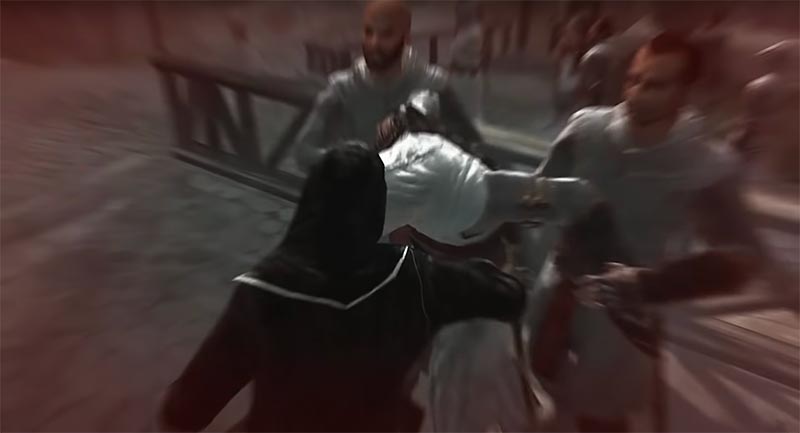 Al Mualim đâm Altaïr - Assassin's Creed 1 cốt truyện game hành động lén lút