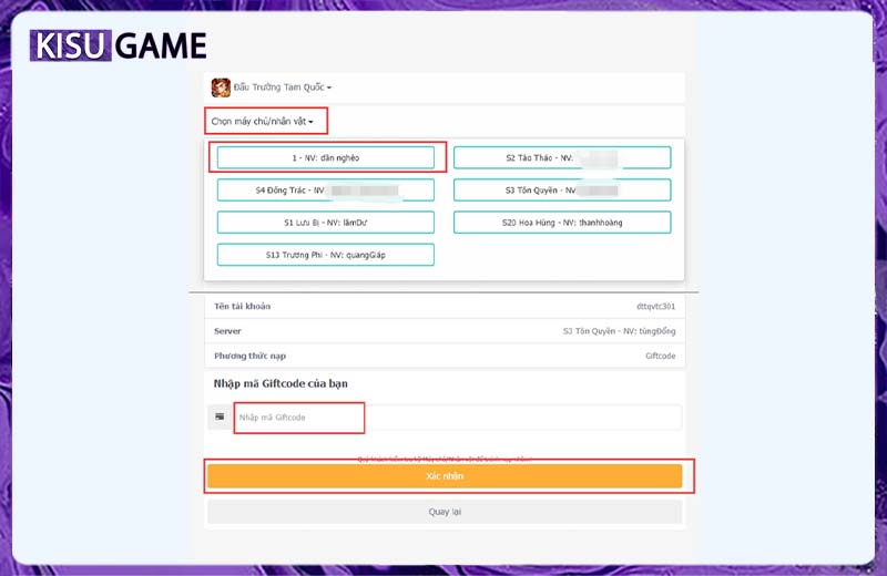Nhập mã code game Đấu Trường Tam Quốc VTC và hoàn thành