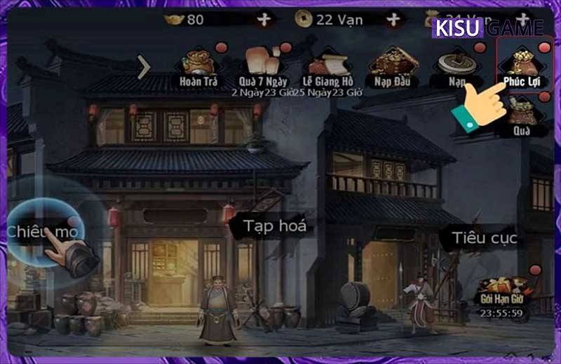 Tại giao diện chính của Xạ Điêu Tam Khúc chọn mục Phúc lợi