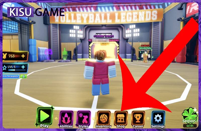 Chọn mục Shop của Volleyball Legends