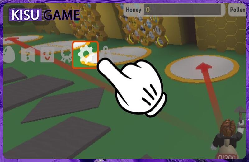 Nhấn vào Settings ở bên trái màn hình Bee Swarm