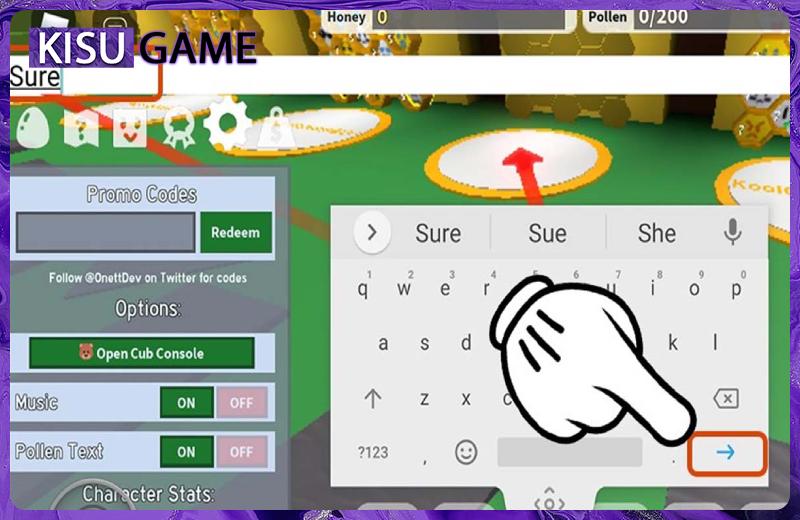 Nhập Bee Swarm code mới nhất vào ô Enter Code